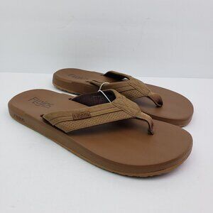 NEW Flojos Mens Size 9 Tan Slip On Cushion Comfort Thong Flip Flop Sandals